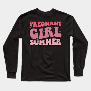 Pregnant Girl Summer Pregnancy Reveal Baby Shower Long Sleeve T-Shirt